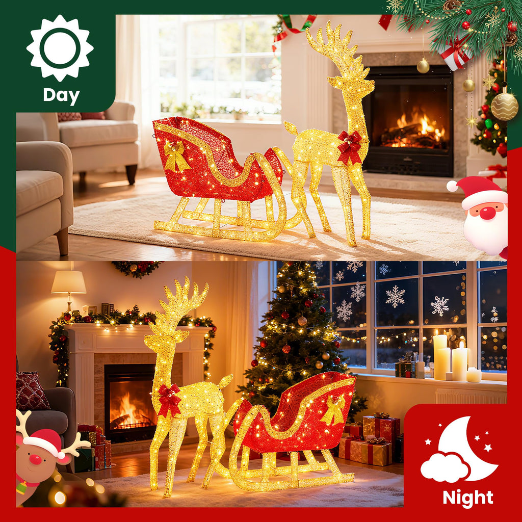 DUMOS 2-Piece Lighted Penguin Family Lovely Outdoor Christmas Decoration, Pop up Holiday Decor with 150 LED Lights for Yard, Garden, Storefront, White&Blue