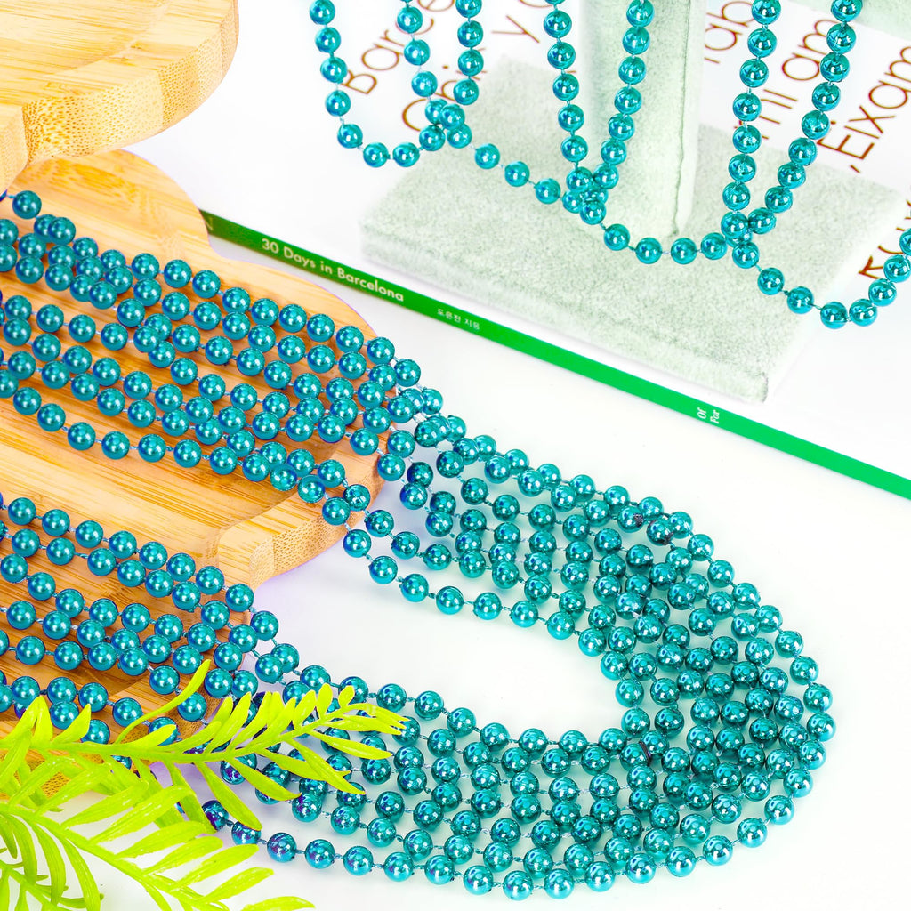 Huskein Mardi Gras Beads, 120 PCS Mardi Gras Accessories, 33 IN Green Bead Necklaces, St Patricks Day Parade Favors Bulk Party Beads Favors for Festival Carnival Decorations