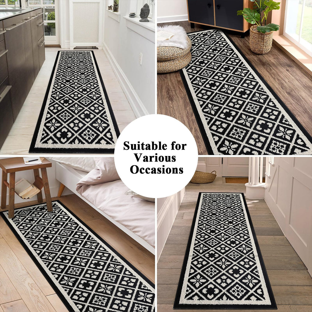 Ileading Christmas Entrance Door Mat, Absorbent Dog Mats for Muddy Paws, Low-Profile Small Red Xmas Decor Kitchen Runner Rug with Non-Slip Backing, Machine Washable Entryway Welcome Mat(Red 24"X36")
