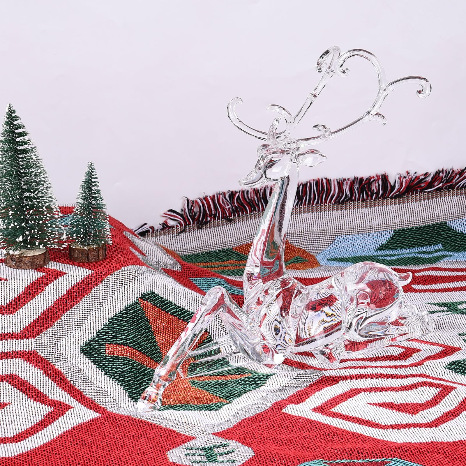 18" Tall Acrylic Christmas Reindeer Figurine - Elegant Clear Large Reindeer Ornaments for Christmas Indoor Decor, Holiday Centerpiece, Living Room, Fireplace, Table Display (Gold Standing Reindeer)