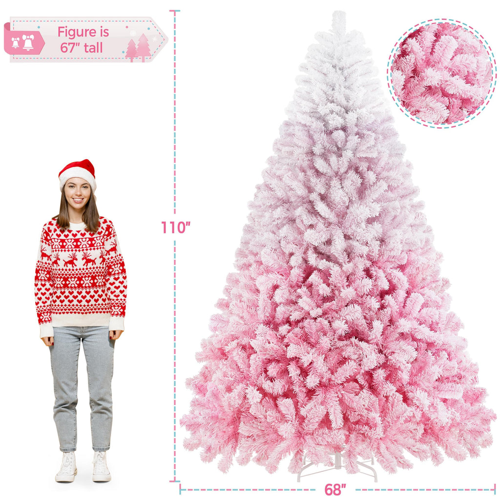 Yaheetech 6ft Snow Flocked Pre-lit Christmas Tree with 250 Warm White Lights, 820 Lush Branch Tips & Quick-Assembly Hinged Design, Full Artificial Xmas Tree for Winter Holiday Décor, Green & White