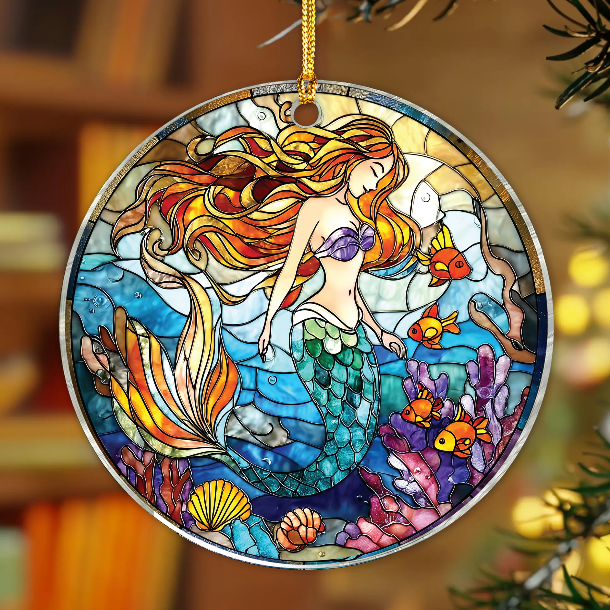 Dragon Stained Glass Ornament - Christmas Ornaments 2025 - Dragon Suncatcher for Christmas Tree Decorations - Dragons Gifts for Men, Women - Gothic Christmas Ornaments - New Year Gift
