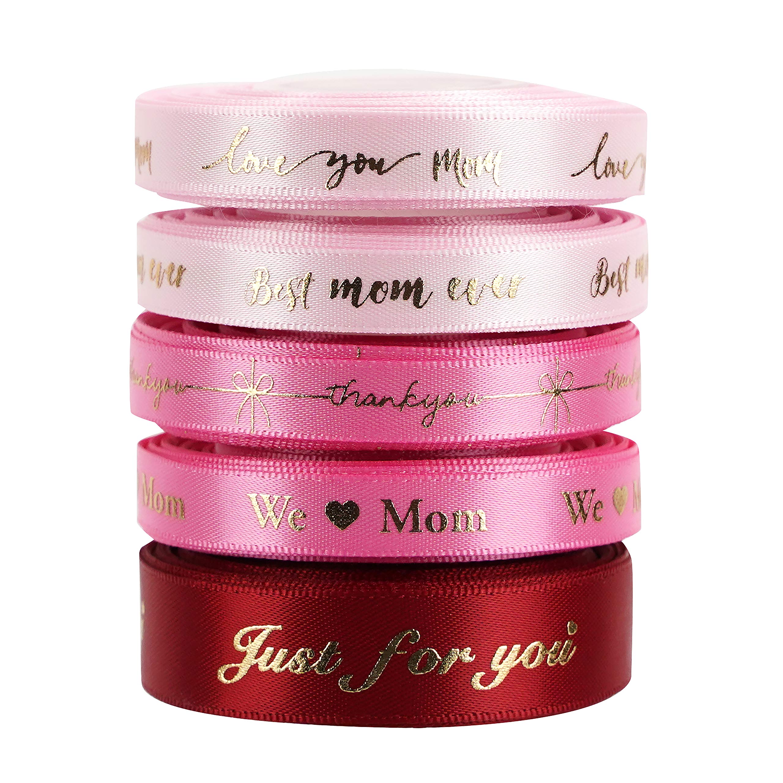 MEEDEE 3/8 Inch Satin Ribbon Set – 10 Rolls Rainbow Double Face Ribbon for Gift Wrapping, 5 Yards Each (Total 50 Yards), Decorative Ribbon for Presents & Party Favors
