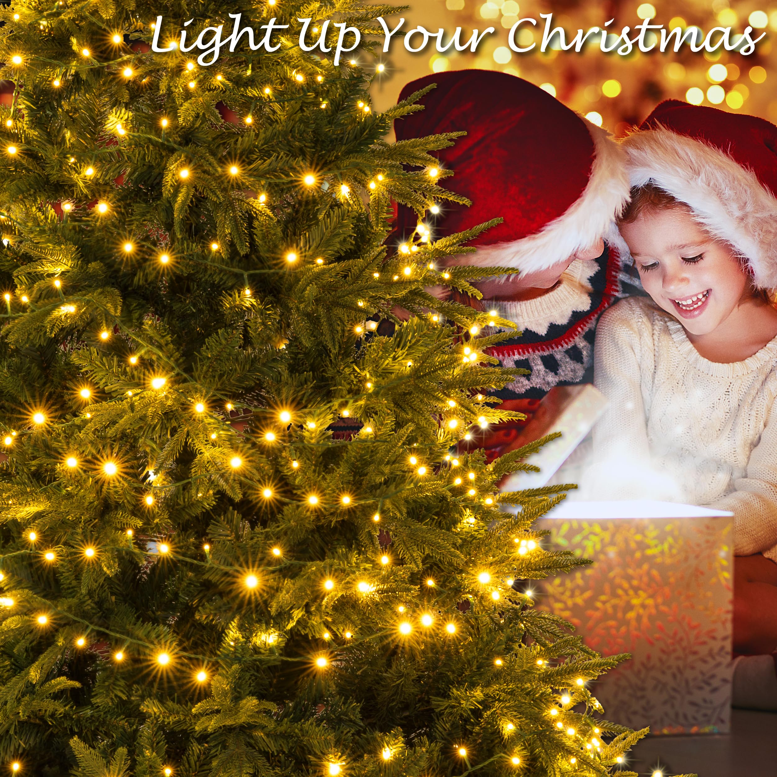 Sunnyglade 4ft Artificial Christmas Tree with 240 LED Lights (Not pre-lit), Xmas Tree Full Tree with 300 Branch Tips & 11 Modes Light, RGB & Warm White Light, Foldable Stand for Home, Party Decor
