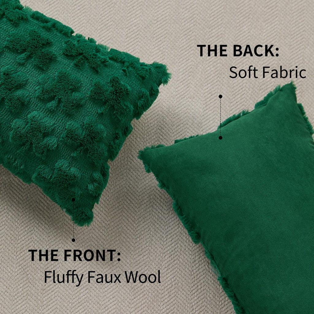 DFXSZ St Patricks Day Pillow Covers 18x18 inch Set of 2 St Patricks Day Decorations Green Shamrock Soft Plush Faux Fur Jacquard Throw Pillows for Bedroom Sofa Holiday Festivals Home Decor PTK021A18