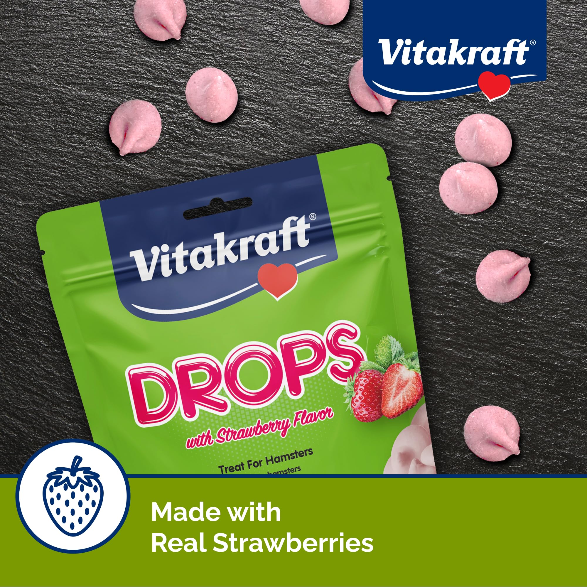Vitakraft Mini Drops Cherry Banana Treats for Hamsters Rats Mice and Small Pets - Wholesome Small Animal Snacks with Real Fruit Flavor and Nutrient-Rich Goodness - 2.5 Ounce Pack