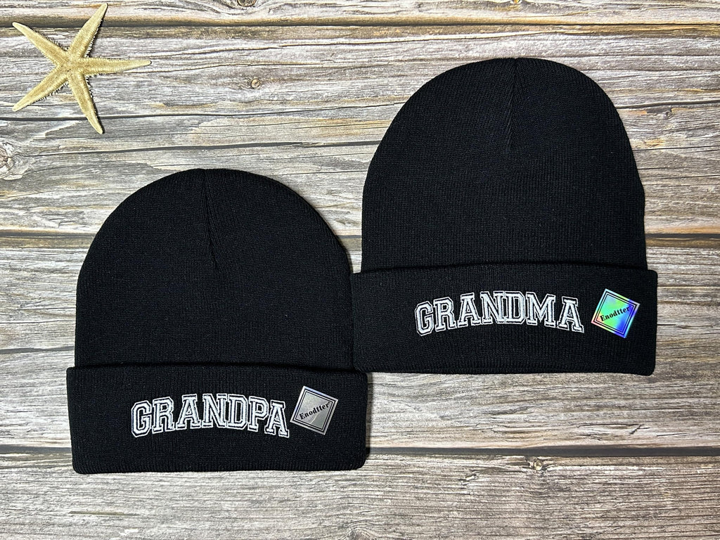 Mr Mrs Grandpa Grandma Dad Mom Hubby Wifey Beanie Hats