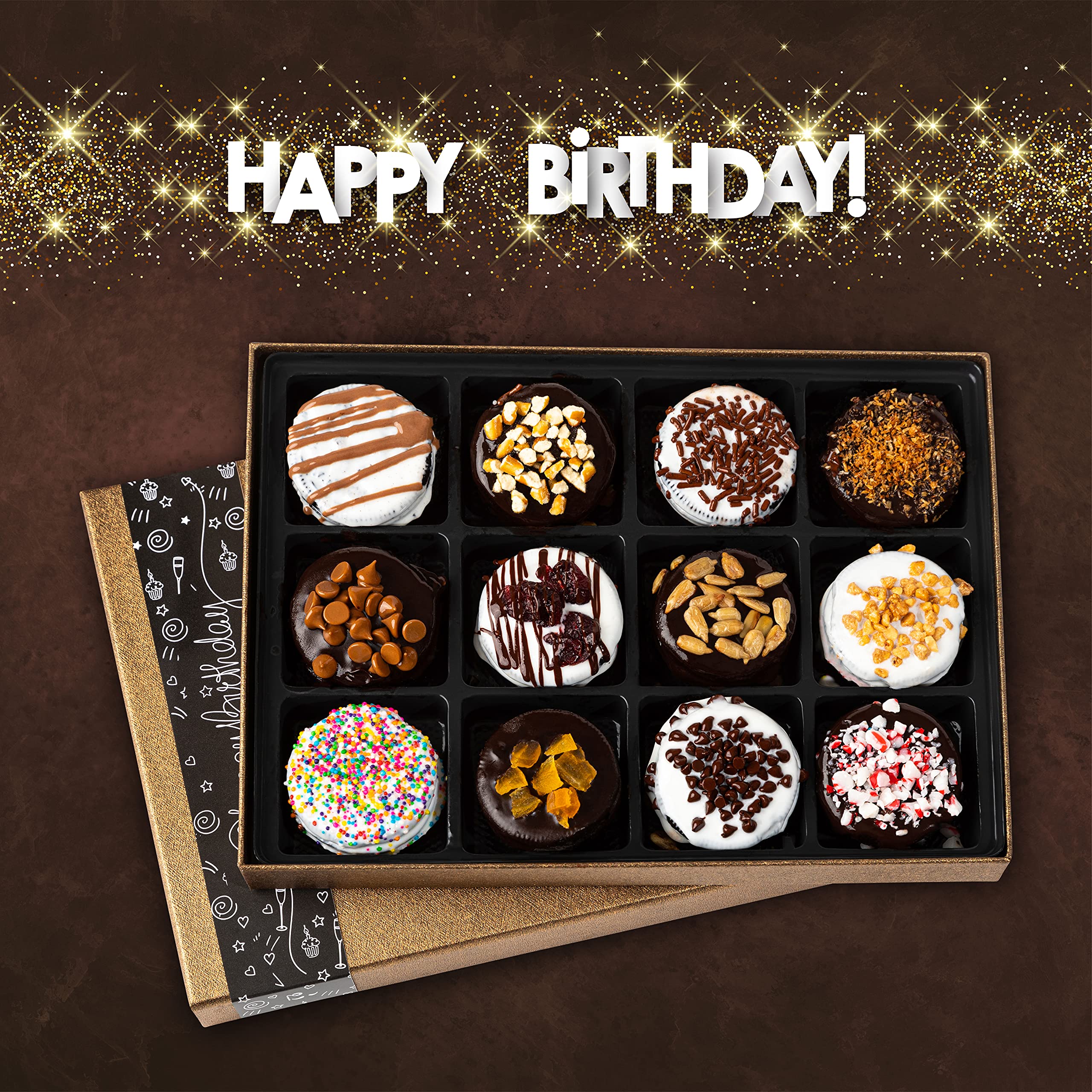 Barnetts Fathers Day Gift Basket, 12 Chocolate Covered Cookies Gourmet Candy Box Baskets for Dad, Men, Husband, Father, Grandfather, Son, Brother, Prime Food Delivery, Gifts for Him