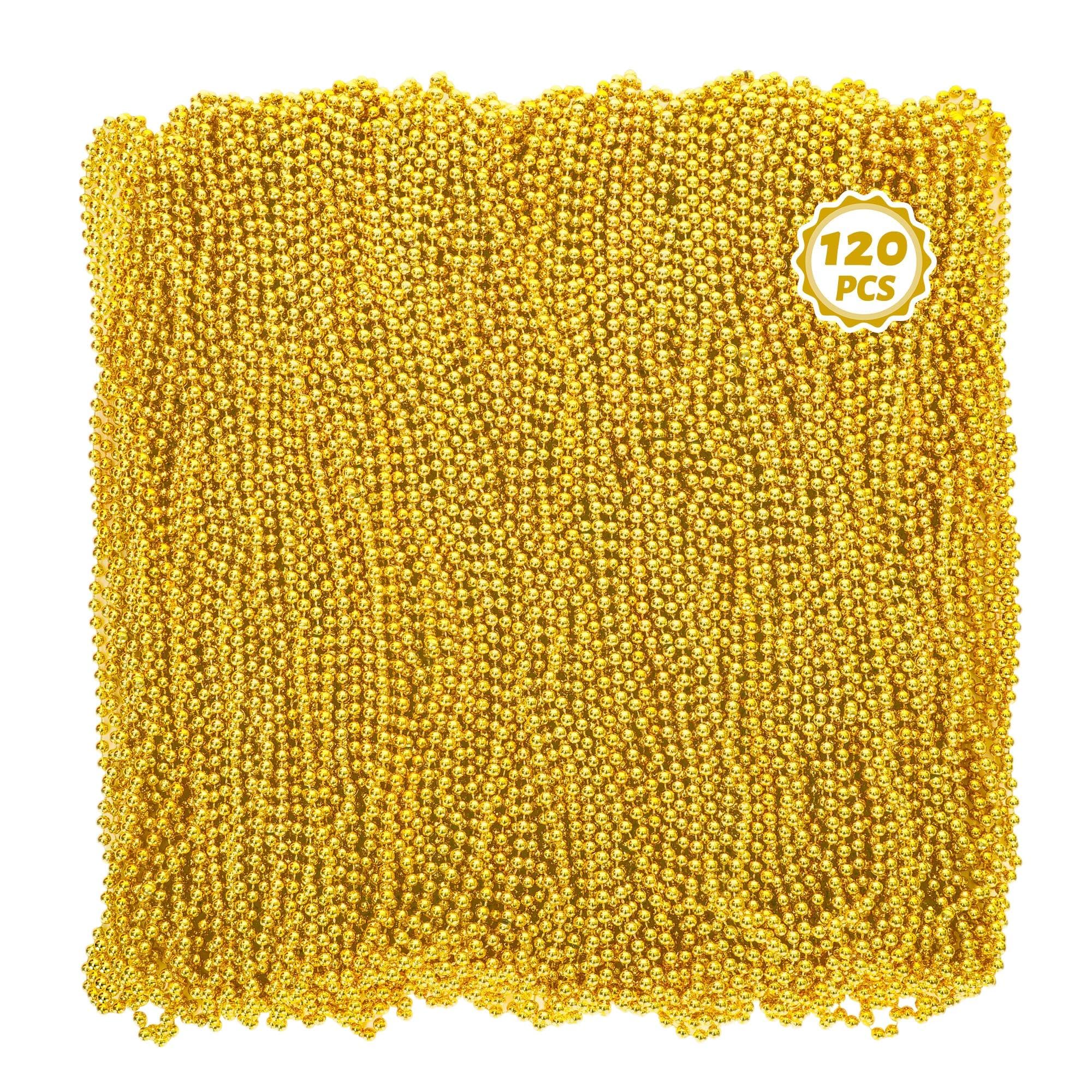 Huskein Mardi Gras Beads, 120 PCS Mardi Gras Accessories, 33 IN Green Bead Necklaces, St Patricks Day Parade Favors Bulk Party Beads Favors for Festival Carnival Decorations