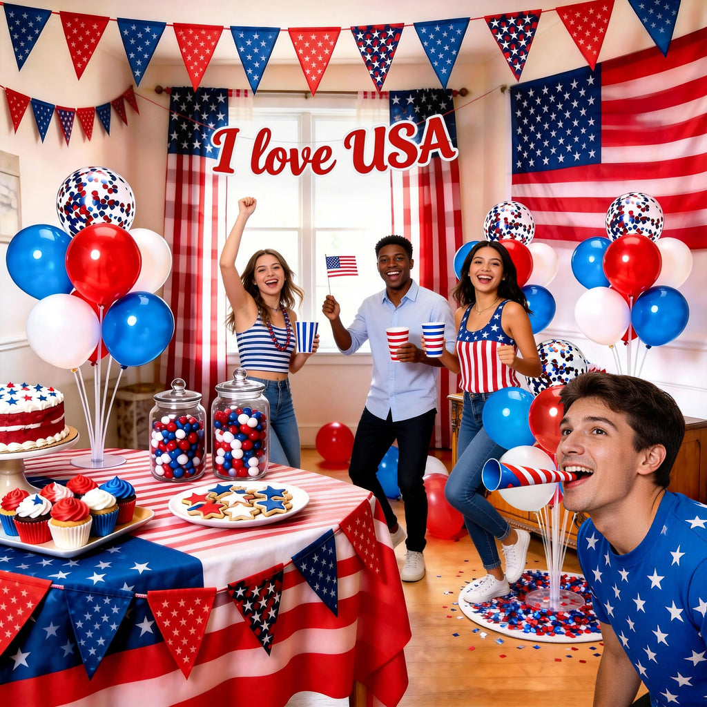 JOYYPOP 80 PCS Red White and Blue Balloons 12 Inch Patriotic Balloons with Confetti Balloons for 4th of July Decorations Independence Day 250 Anniversary Birthday Party Supplies