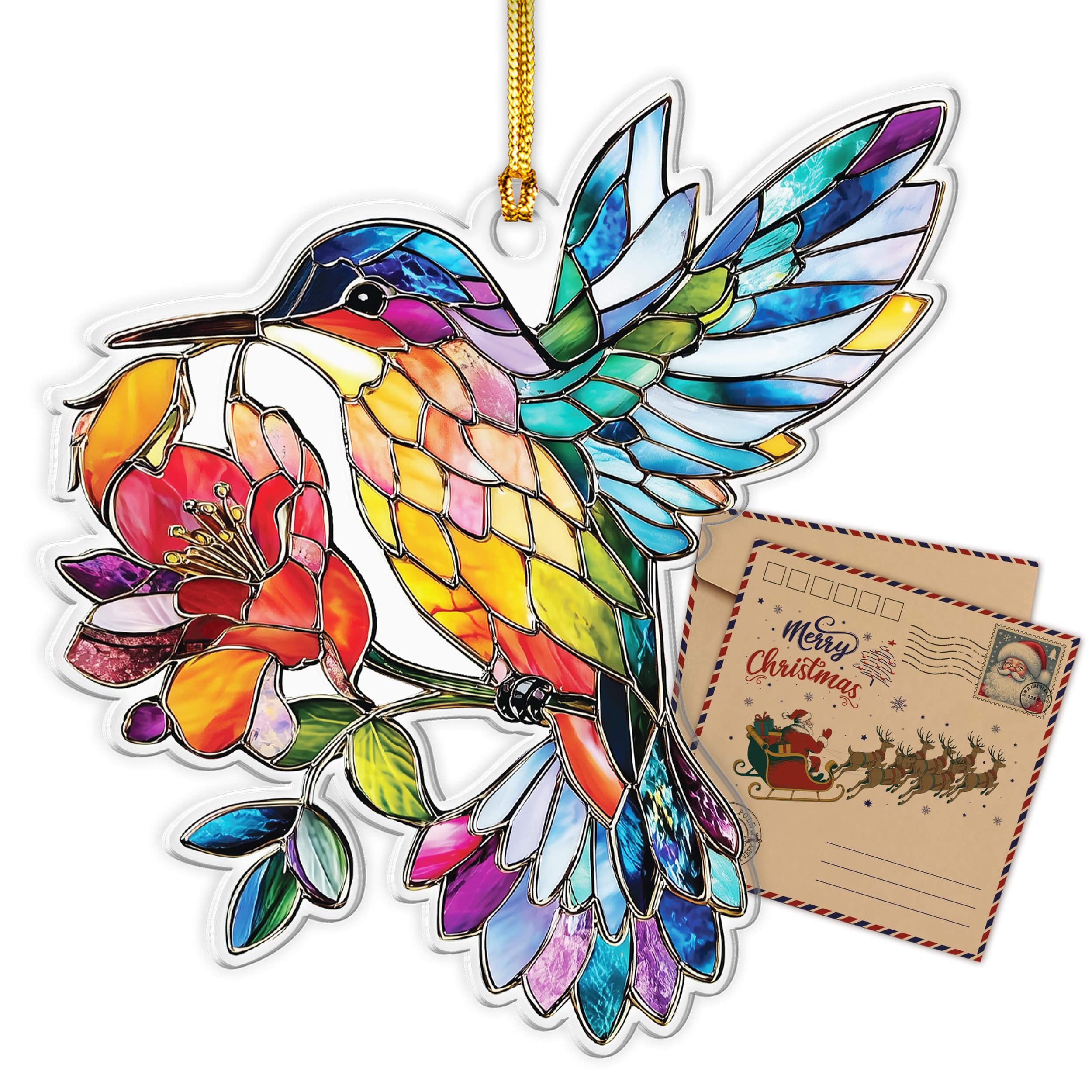 Dragon Stained Glass Ornament - Christmas Ornaments 2025 - Dragon Suncatcher for Christmas Tree Decorations - Dragons Gifts for Men, Women - Gothic Christmas Ornaments - New Year Gift