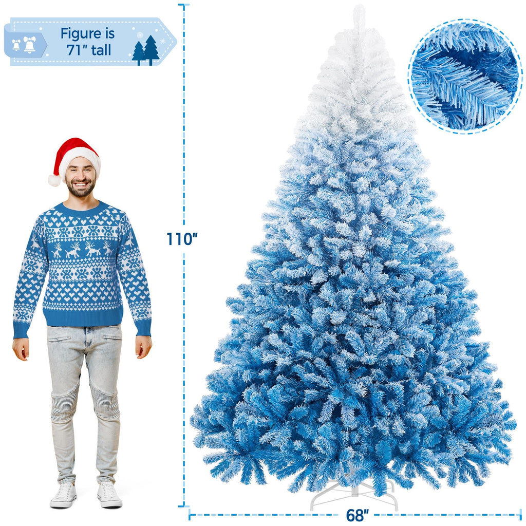 Yaheetech 6ft Snow Flocked Pre-lit Christmas Tree with 250 Warm White Lights, 820 Lush Branch Tips & Quick-Assembly Hinged Design, Full Artificial Xmas Tree for Winter Holiday Décor, Green & White