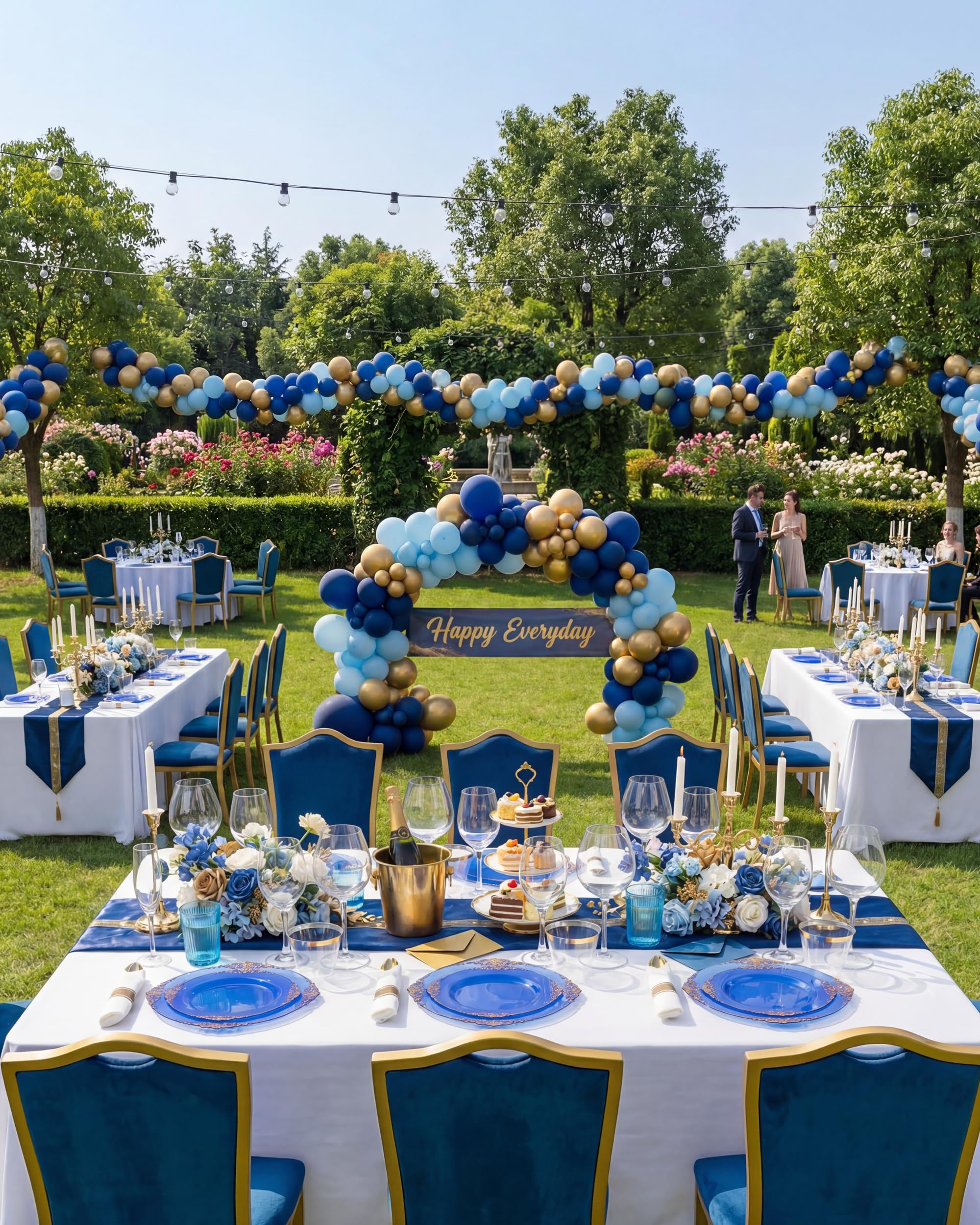 Nervure 175PCS Clear Blue Plastic Plates - Plastic Dinnerware Set Include 25Dinner Plates, 25Dessert Plates, 25Cups, 25Forks, 25Knives, 25Spoons, 25Napkins Perfect for Wedding & Party