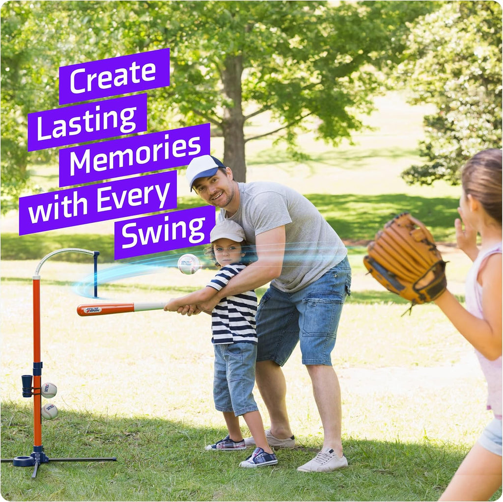 Ninja Blast Tee Ball Set for Kids - 5 Year Old Boy Birthday Gift - Baseball Batting Tee- T Ball Set for Toddlers 3-5 4-6 - Toys for Ages 3 4 5 6 Year Old Boy - Toddler Outdoor Toys, Baseball Tee