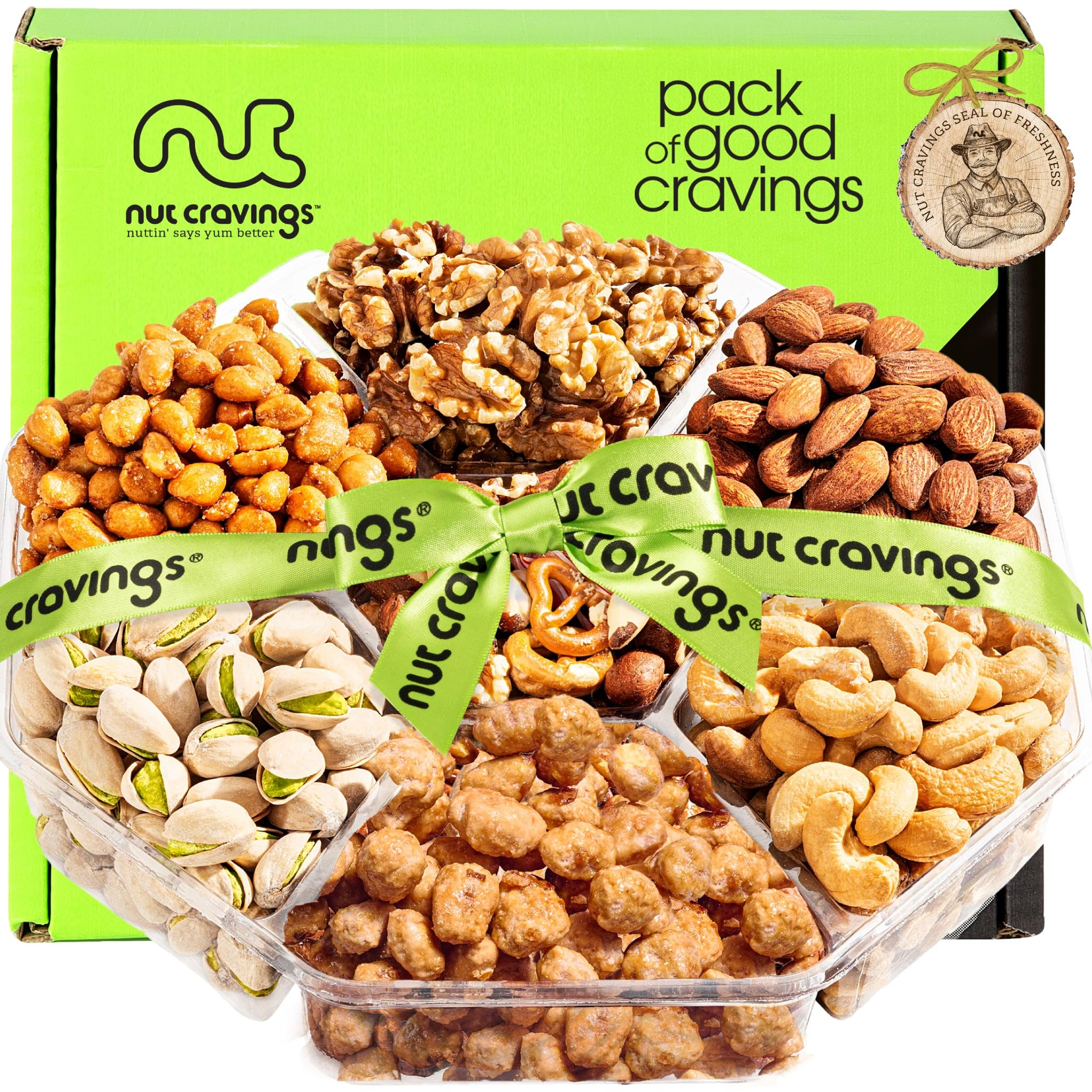 NUT CRAVINGS - Fathers Day Treats, Gift For Dad, Mixed Nuts Heart Shaped Gift Basket, Love in A Box (6 Assortments, 2 LB) Romantic Food Arrangement, Healthy Snack Care Package, Food Assortments