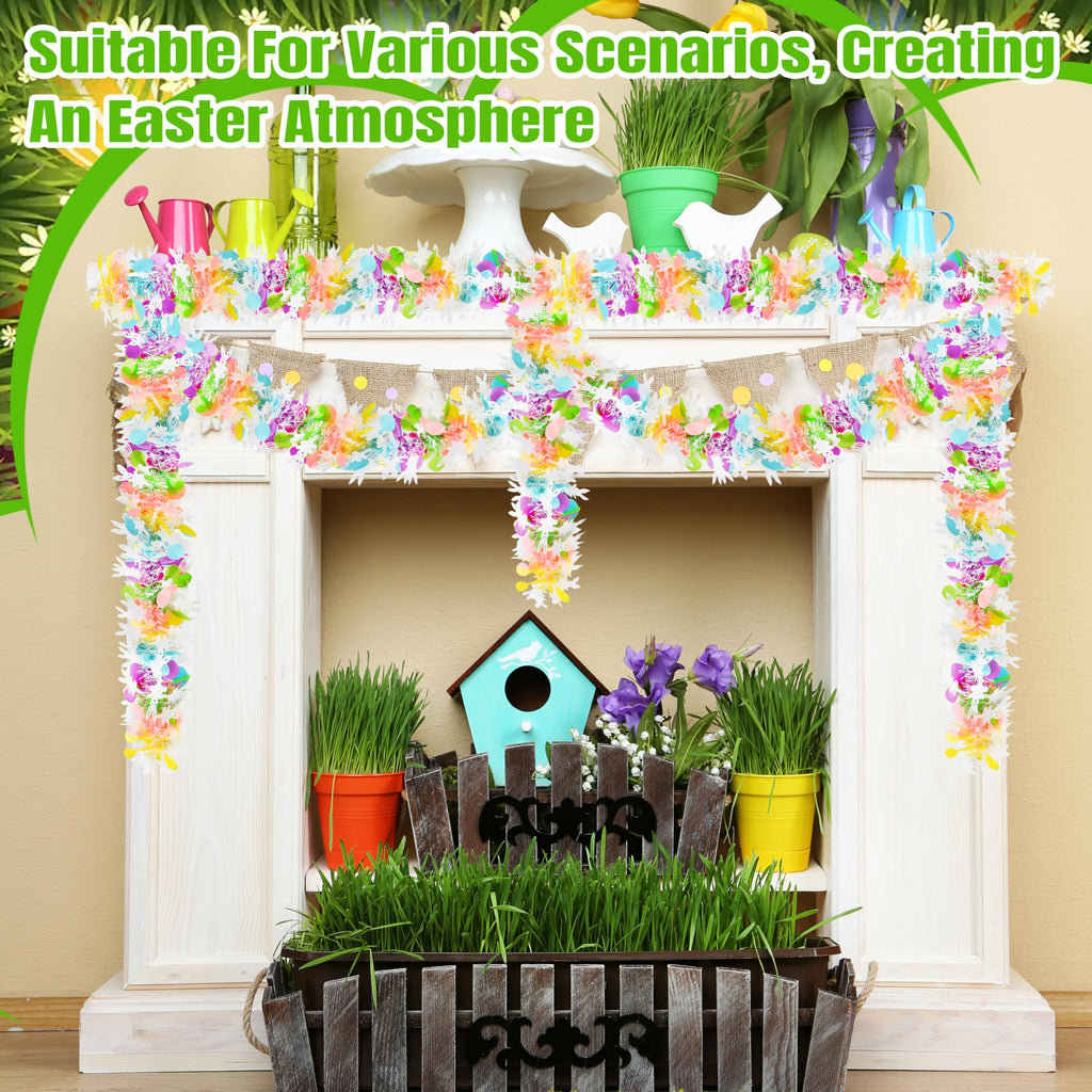 50FT St. Patrick's Day Tinsel Garland Shamrock Hat Green Gold Metallic Tinsel Twist Garland for Irish Saint Patricks Day Party Home Decor Indoor Outdoor Decoration