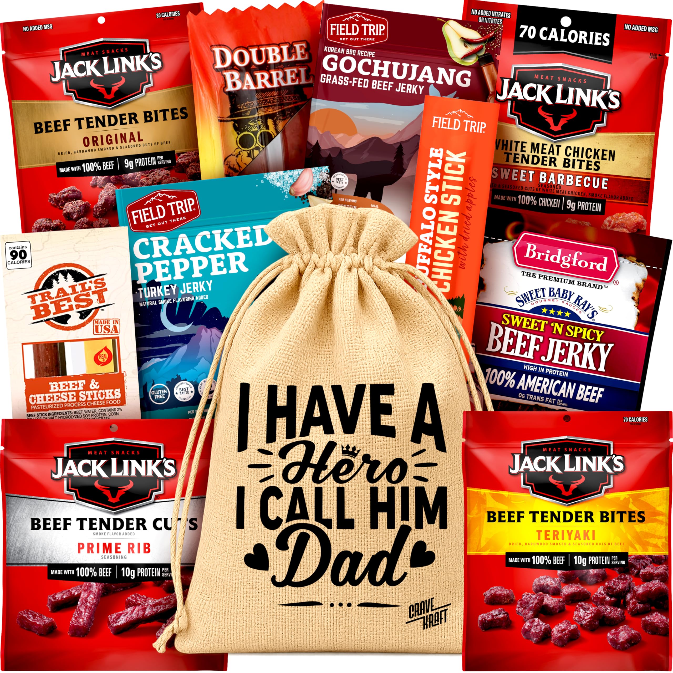 Jerky Gift Basket For Dad – Father’s Day Gift, Dad Birthday Gift from Daughter or Son, New Dad Gifts - Food Gift for Dad, Papa Gifts by CraveKraft