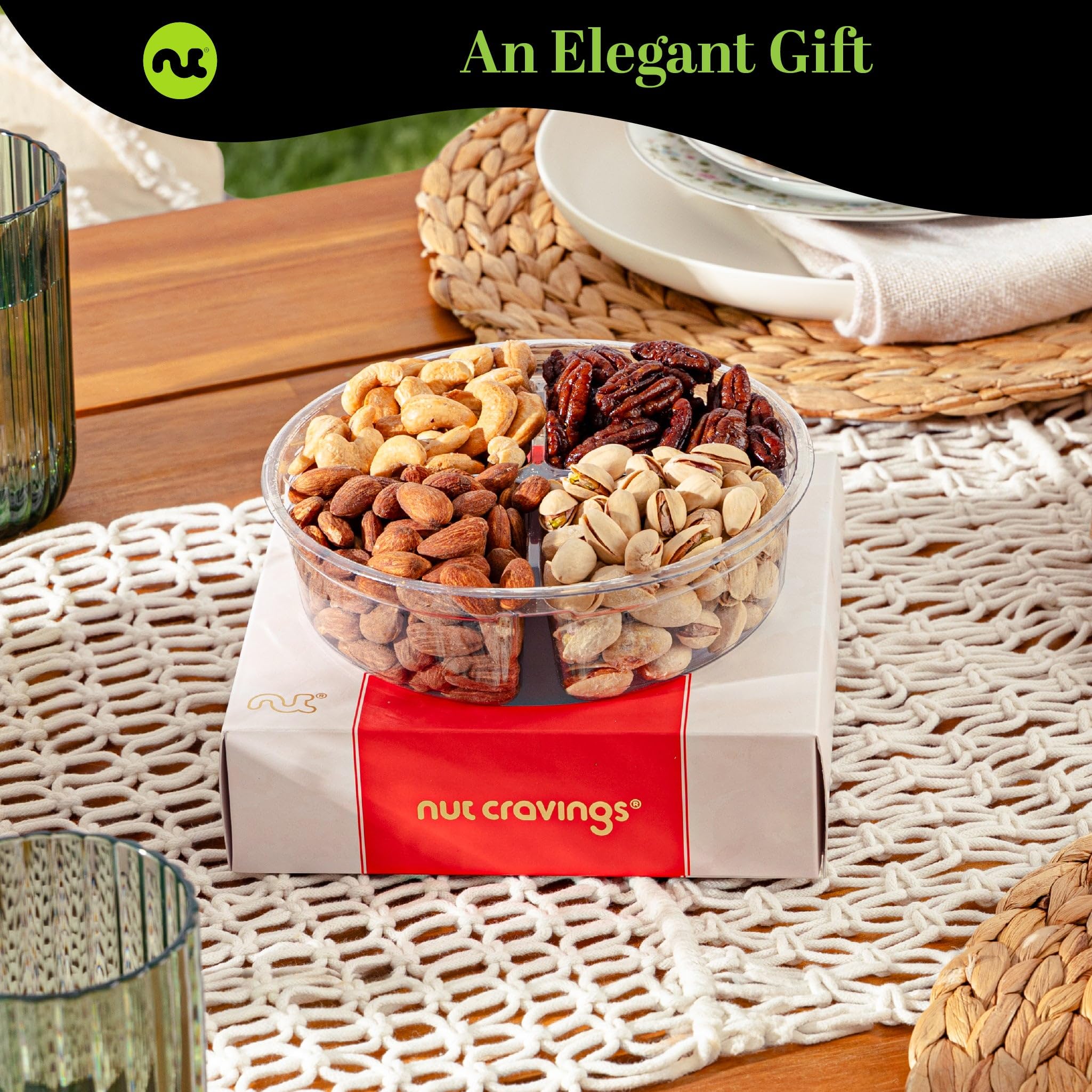NUT CRAVINGS - Fathers Day Treats, Gift For Dad, Mixed Nuts Heart Shaped Gift Basket, Love in A Box (6 Assortments, 2 LB) Romantic Food Arrangement, Healthy Snack Care Package, Food Assortments