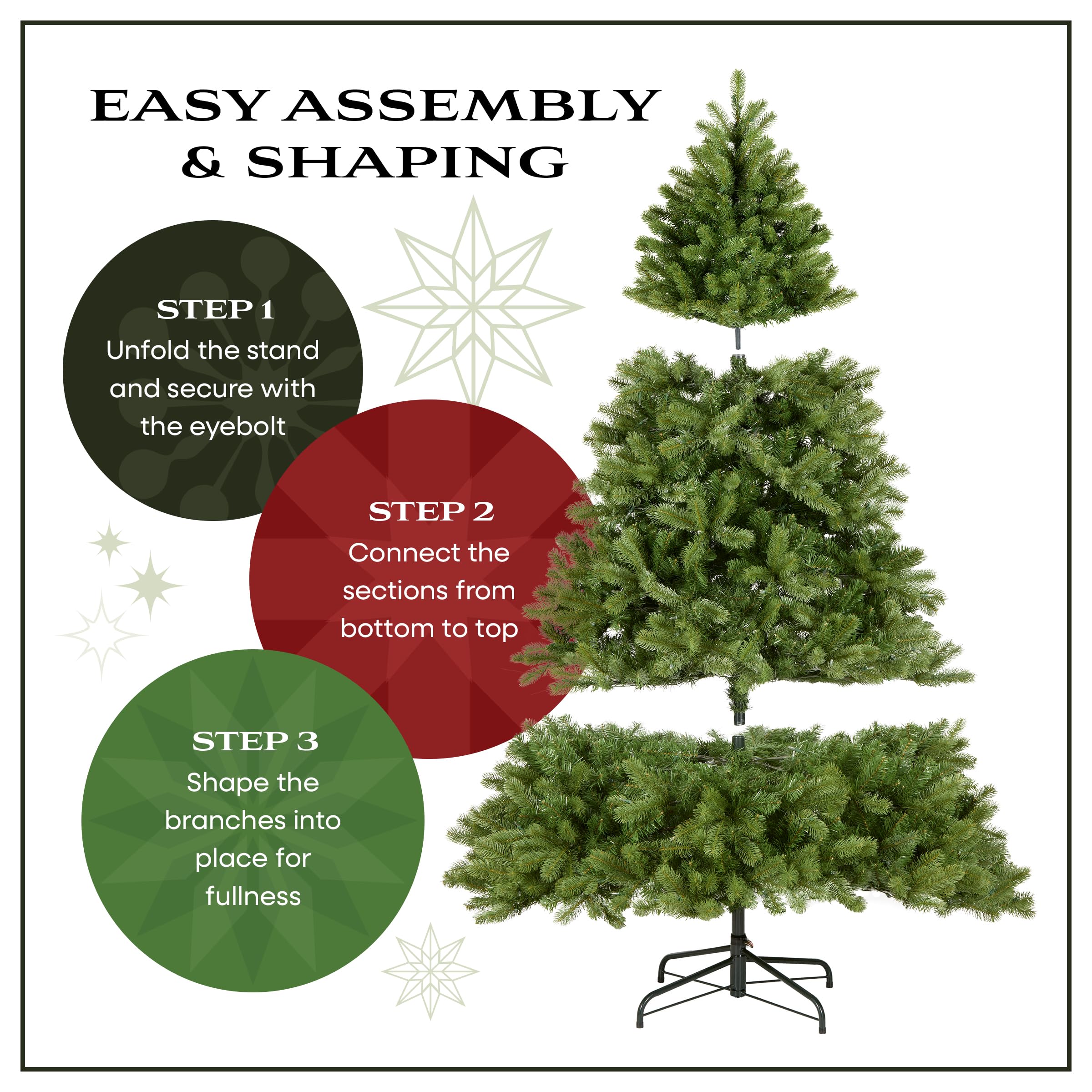 National Tree Company 7.5 ft Pre-Lit Dunhill Fir Artificial Christmas Tree, 700 LED Lights, 2,514 Tips, Foot Pedal, 10 Light Functions, Includes Stand, Green