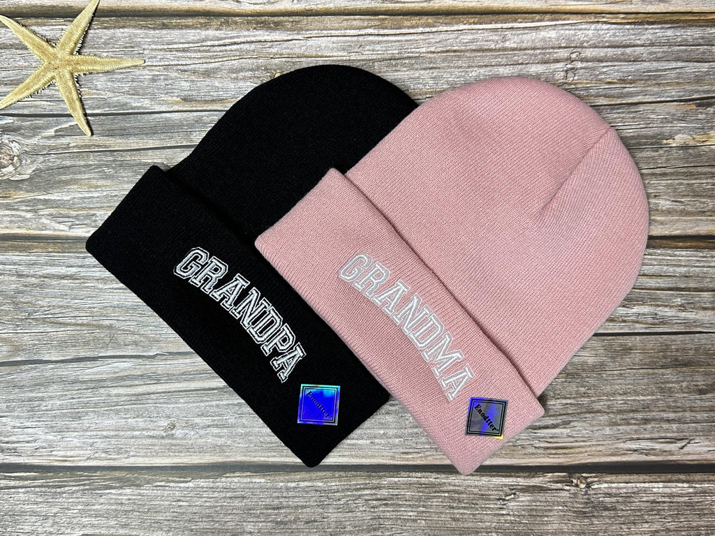 Mr Mrs Grandpa Grandma Dad Mom Hubby Wifey Beanie Hats