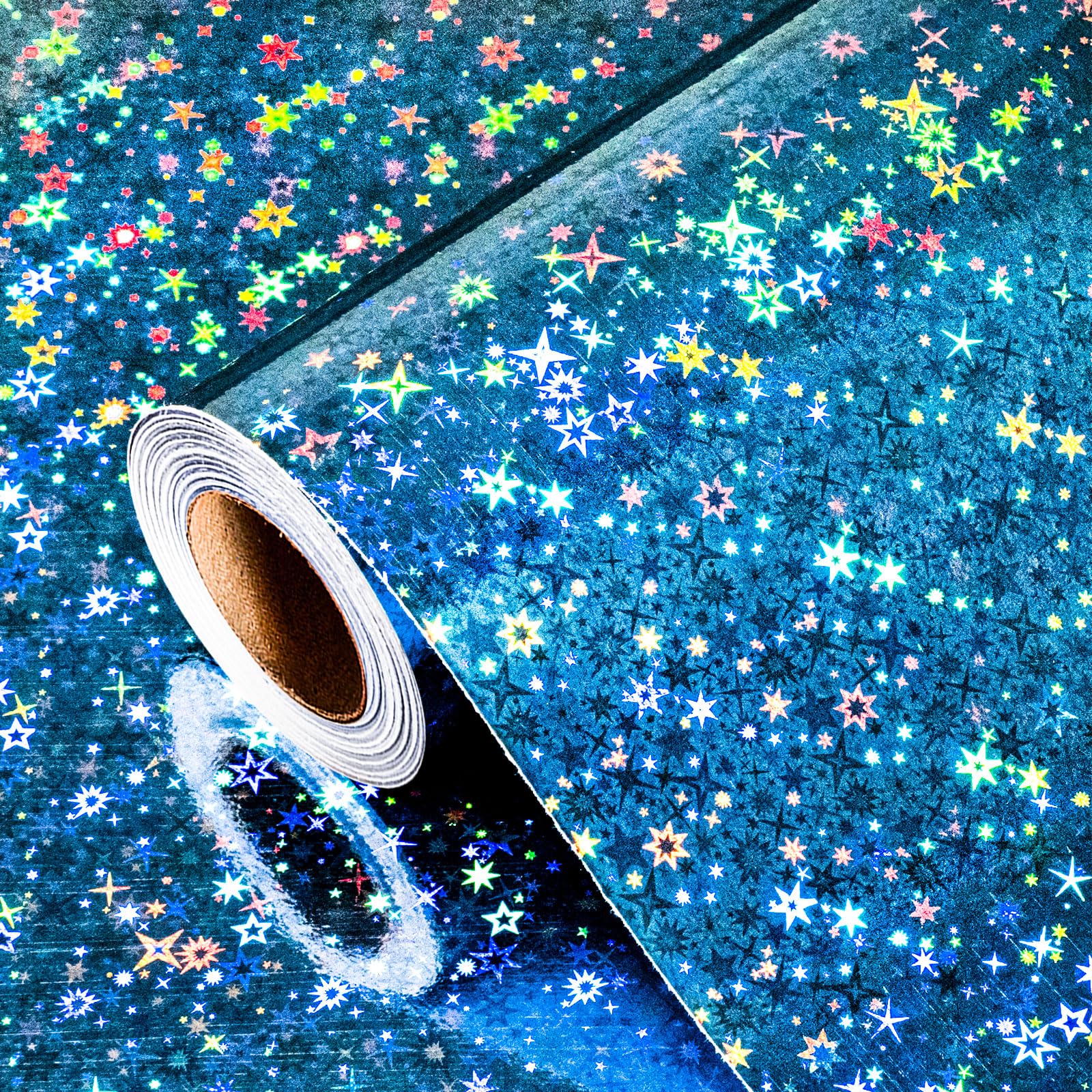 Burymento Black Wrapping Paper Roll, Metallic Holographic Stripe Gift Wrap for Birthday, Valentines, Mothers day, Graduation, Wedding, Fathers day, Baby Shower, Christmas (17 IN x 32.8 FT)