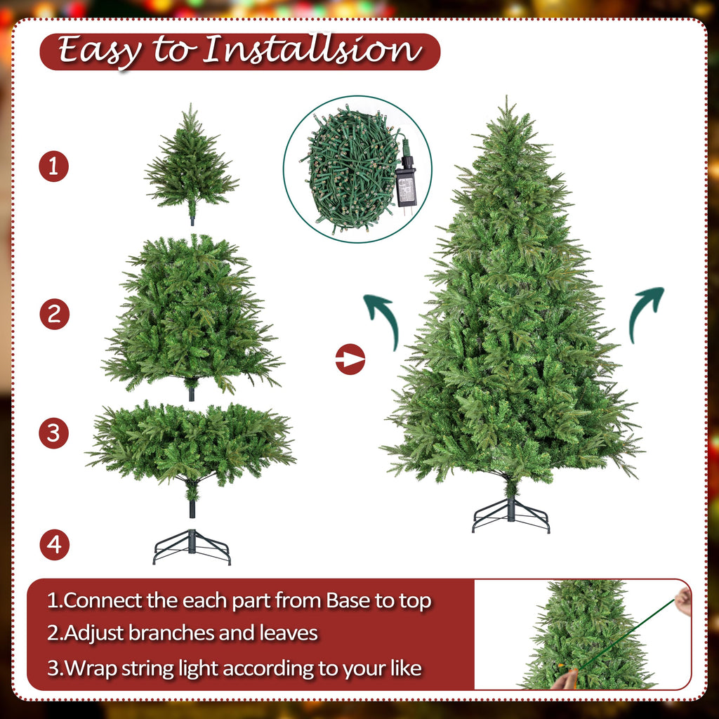 Sunnyglade 4ft Artificial Christmas Tree with 240 LED Lights (Not pre-lit), Xmas Tree Full Tree with 300 Branch Tips & 11 Modes Light, RGB & Warm White Light, Foldable Stand for Home, Party Decor