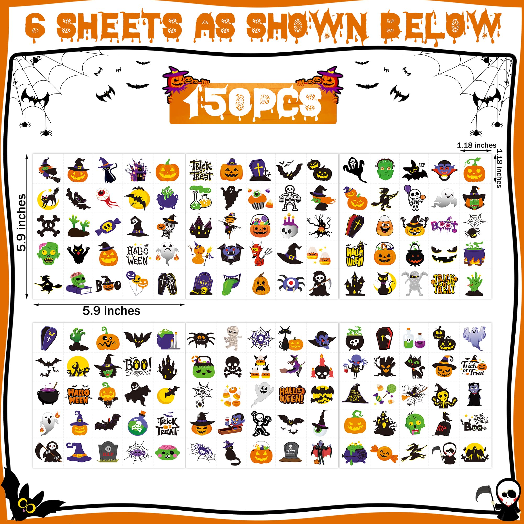 150 PCS Easter Tattoos, 6 Sheets Spring Basket Stuffers Fake Tattoos with Bunny Egg, Cute Individually Stickers for Easter Basket Filler Party Favors Accessories