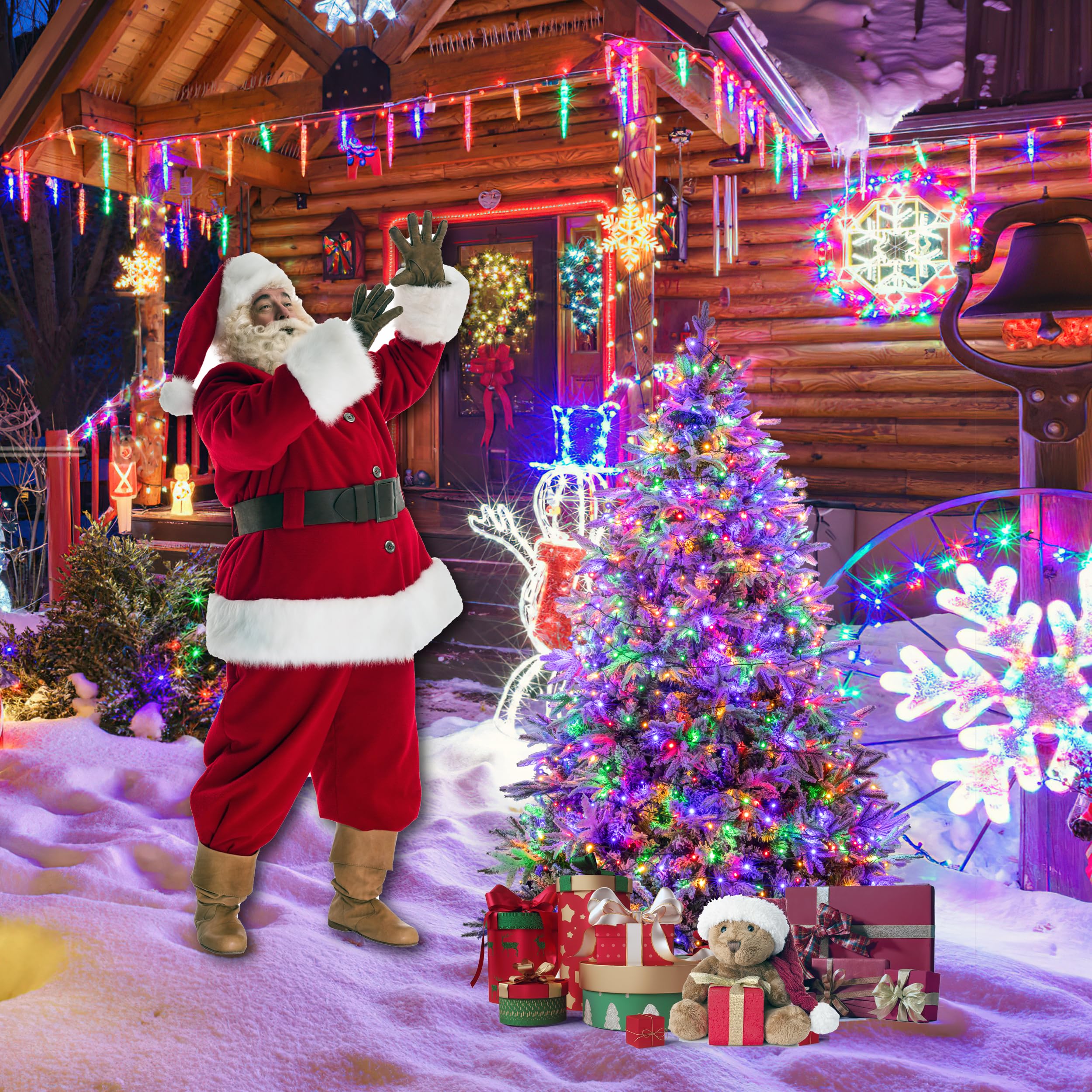 Sunnyglade 4ft Artificial Christmas Tree with 240 LED Lights (Not pre-lit), Xmas Tree Full Tree with 300 Branch Tips & 11 Modes Light, RGB & Warm White Light, Foldable Stand for Home, Party Decor