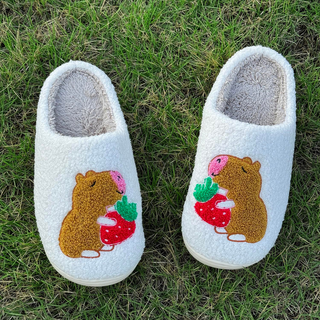 Cute Animal Slippers for Women Men Winter Fluffy Warm House Slippers Soft Plush Indoor outdoor Shoes