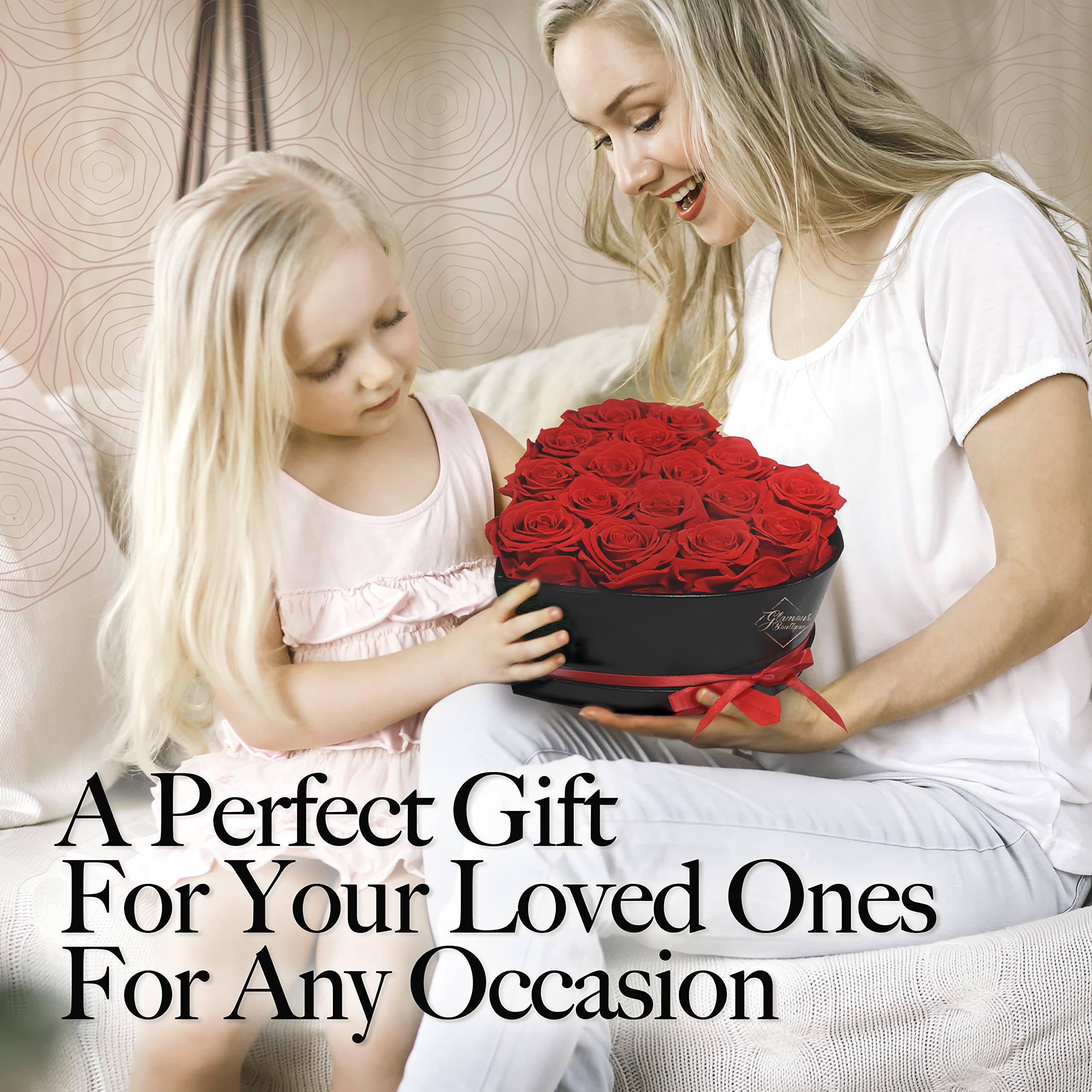 GLAMOUR BOUTIQUE 16 Flower Forever Heart Shape Box, Mothers Day Gift For Mom, Eternal Preserved Roses Gift for Her, Flowers bouquet, For Birthday, Anniversary, Girlfriend - Red