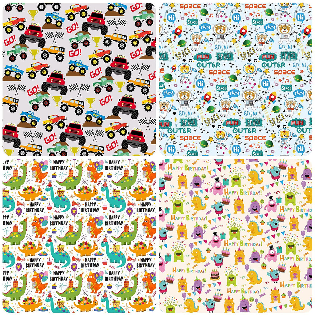 Christmas Wrapping Paper Folded for Kids Boys Girls Man Women Gift's. Papercraft Snowmen, Candy Canes, Tree, Socks, Snowflakes, Happy New Year Bulk of 12 Sheets 20"x 29" Folded