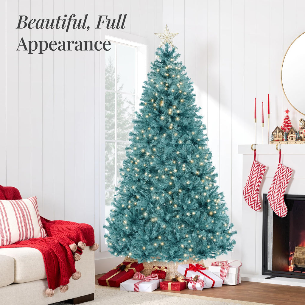 Best Choice Products White Christmas Tree 6ft Pre-Lit Artificial Pine Tree Premium Holiday Decoration w/Warm White Lights, Stand, Easy Assembly