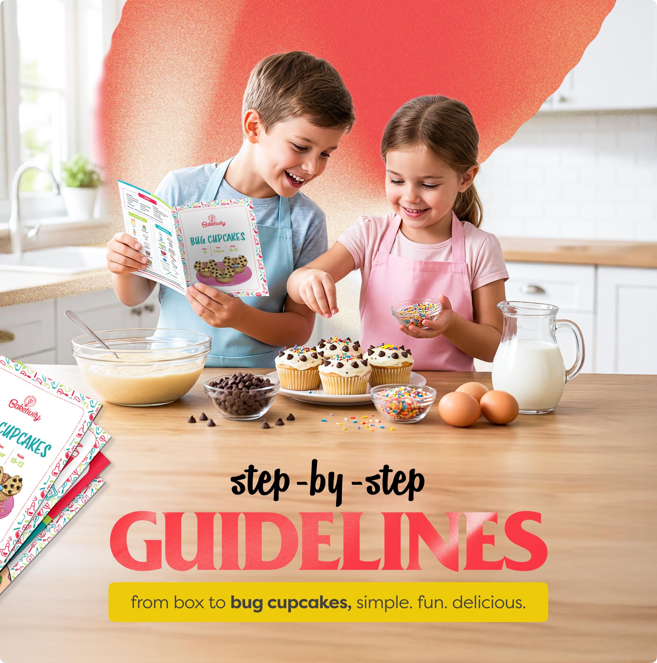 Baketivity DIY Cake Pop Baking Kit for Kids - Premeasured Ingredients, Decorating Supplies