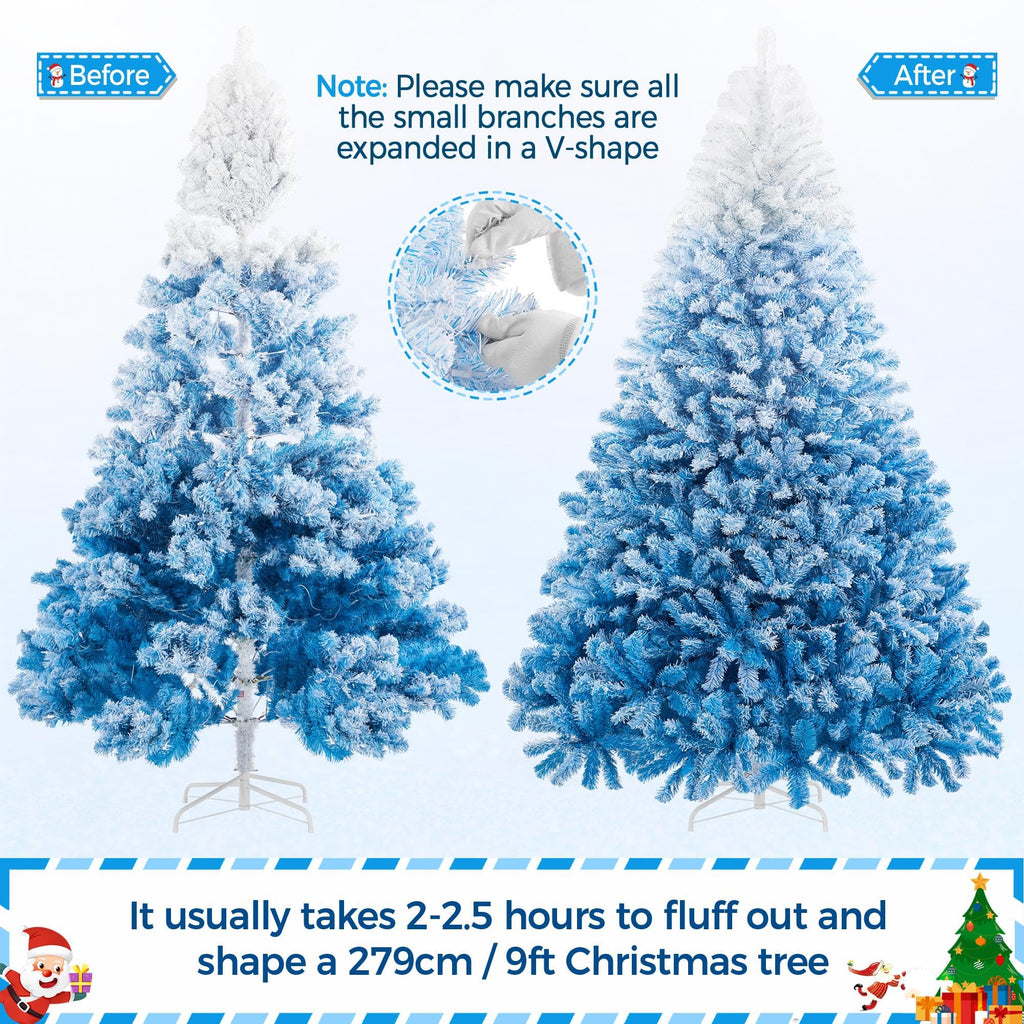 Yaheetech 6ft Snow Flocked Pre-lit Christmas Tree with 250 Warm White Lights, 820 Lush Branch Tips & Quick-Assembly Hinged Design, Full Artificial Xmas Tree for Winter Holiday Décor, Green & White