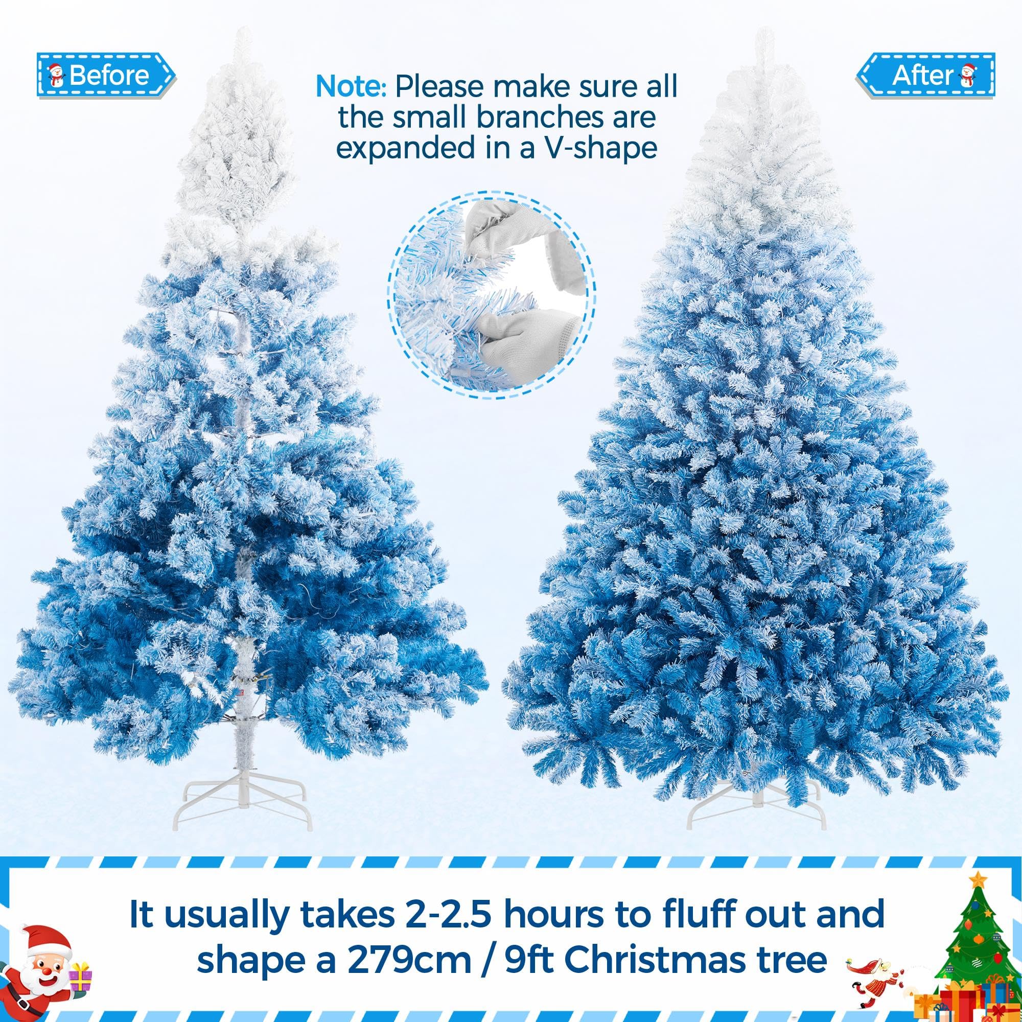 Yaheetech 6ft Snow Flocked Pre-lit Christmas Tree with 250 Warm White Lights, 820 Lush Branch Tips & Quick-Assembly Hinged Design, Full Artificial Xmas Tree for Winter Holiday Décor, Green & White