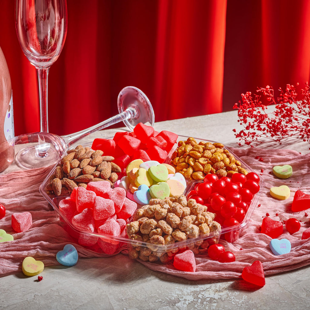 NUT CRAVINGS - Fathers Day Treats, Gift For Dad, Mixed Nuts Heart Shaped Gift Basket, Love in A Box (6 Assortments, 2 LB) Romantic Food Arrangement, Healthy Snack Care Package, Food Assortments