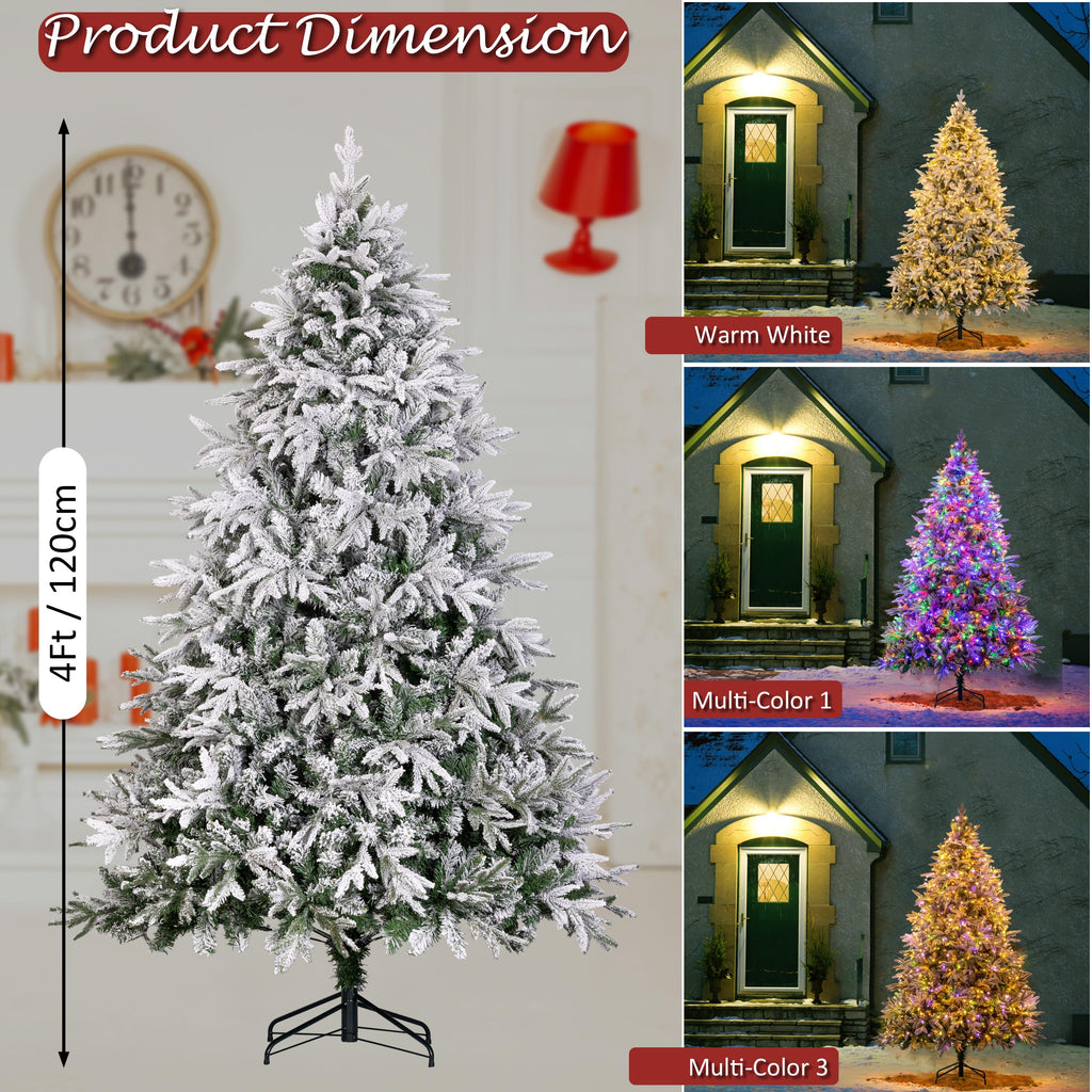 Sunnyglade 4ft Artificial Christmas Tree with 240 LED Lights (Not pre-lit), Xmas Tree Full Tree with 300 Branch Tips & 11 Modes Light, RGB & Warm White Light, Foldable Stand for Home, Party Decor