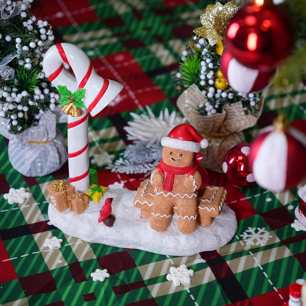 Christmas Gingerbread Man Decorations Indoor Home Decor Christmas Gingerbread Man Figurines Winter for Table Top Centerpiece Fireplace Decor Cute Decoration Gift（GB）