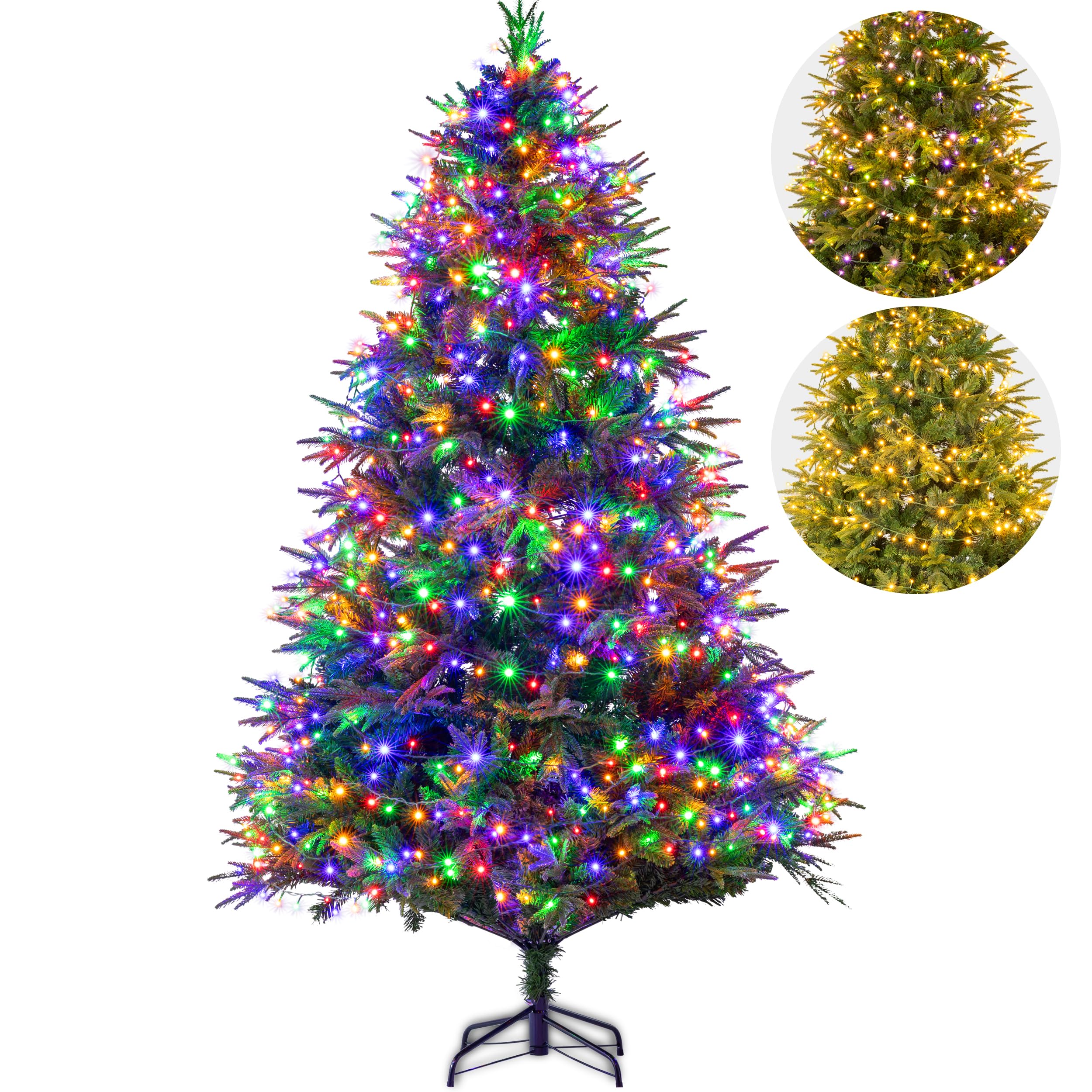 Sunnyglade 4ft Artificial Christmas Tree with 240 LED Lights (Not pre-lit), Xmas Tree Full Tree with 300 Branch Tips & 11 Modes Light, RGB & Warm White Light, Foldable Stand for Home, Party Decor