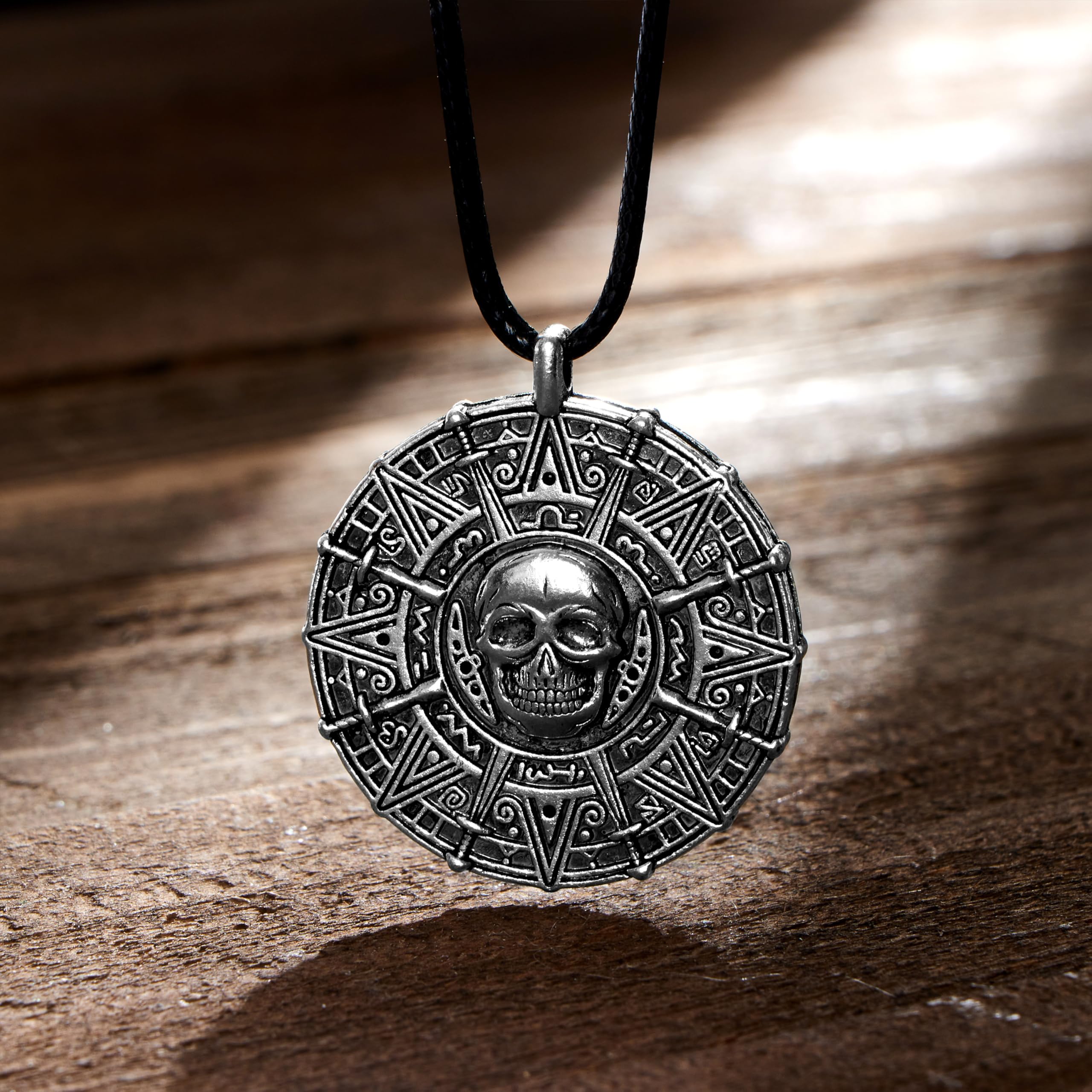 Spooktacular Creations Halloween Pirate Coin Necklace Pirate Skull Necklace Accessories for Men Women Halloween Cosplay, Pirates Costume, Halloween Dress Up Party Favors