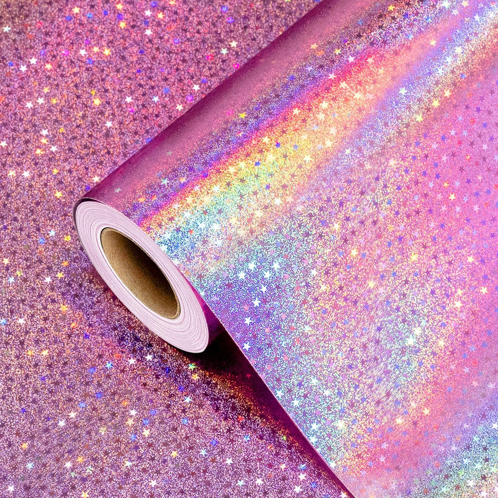 Burymento Black Wrapping Paper Roll, Metallic Holographic Stripe Gift Wrap for Birthday, Valentines, Mothers day, Graduation, Wedding, Fathers day, Baby Shower, Christmas (17 IN x 32.8 FT)