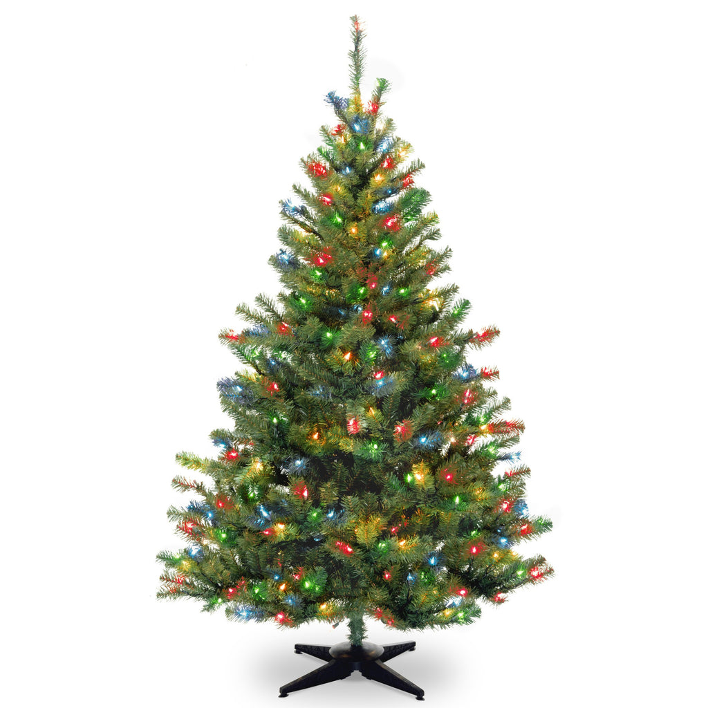 National Tree Company Pre-Lit Artificial Medium Christmas Tree, Green, Kincaid Spruce, Multicolor Lights, Includes Stand, 4 Feet