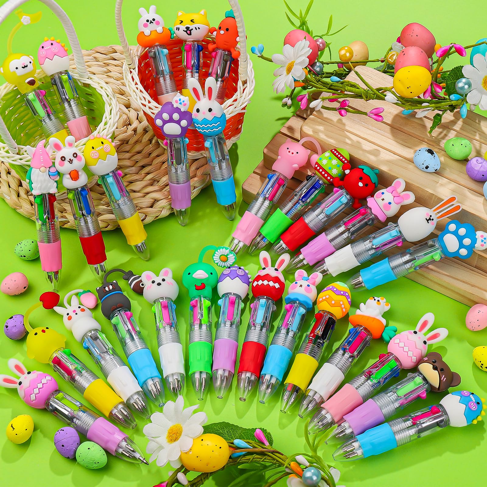 CZWZ 20Pcs Mini Multicolor Pens in One 4-in-1 Cute Pens Bulk for Kids, Fun Kawaii Ballpoint Pens for Birthdays and Children's Party Favors Gifts Teacher School Supplies