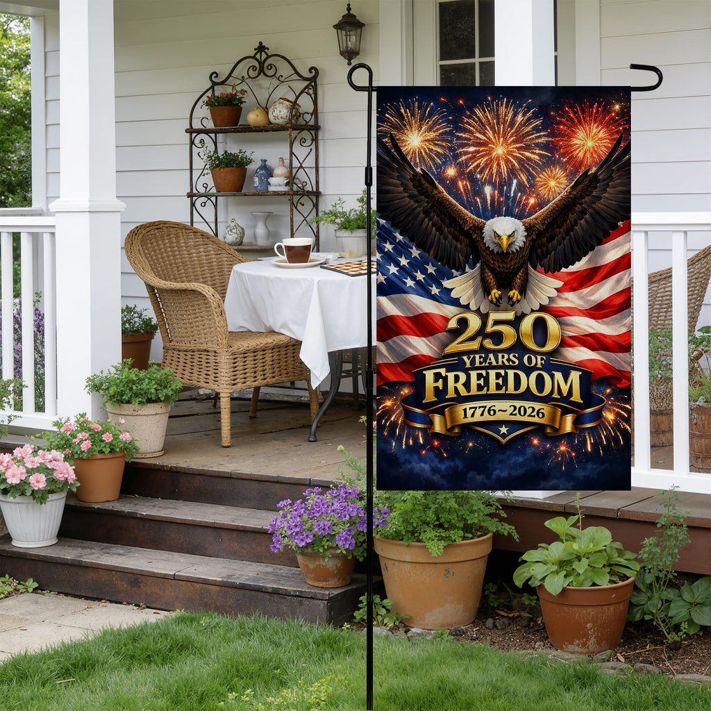 4th of July Decorations - Patriotic Stars Welcome Garden Flag | Double Sided Fourth of July Accessories Patriotic Banner | 250 Anniversary USA Merchandise for Garden Yard Porch Patio Lawn Outdoor Outside Decor