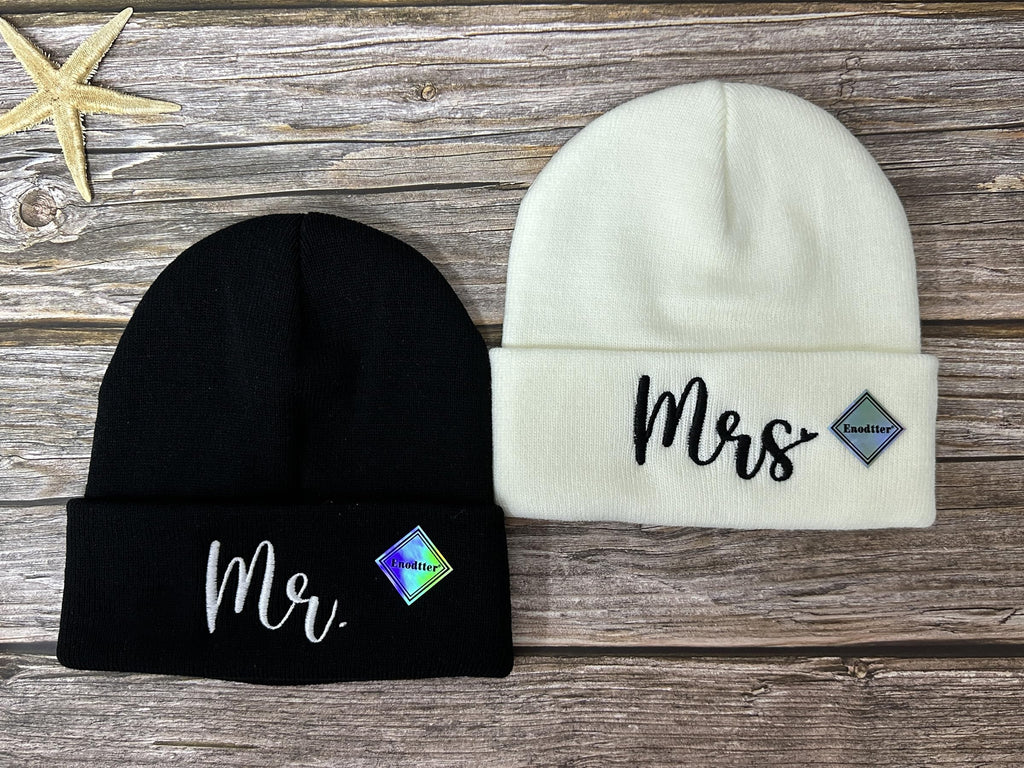 Mr Mrs Grandpa Grandma Dad Mom Hubby Wifey Beanie Hats