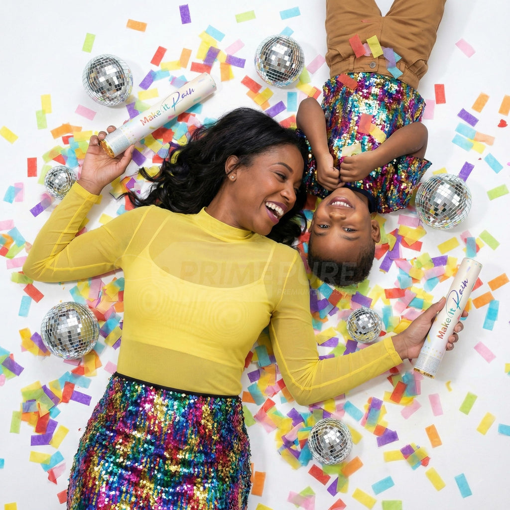 PrimePure Confetti Cannon Party Poppers - Gold Star Confetti Poppers - 2 Pack - Make It Rain Gold Glitter Stars Party Cannons Pop Gun for Birthday, Wedding, Graduation, Celebration, Events, Pranks