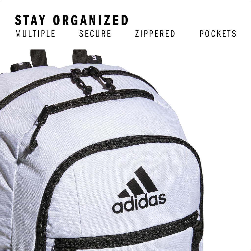 adidas Excel 7 School Backpack for Laptop, Gym and Travel, 34L, Twill White/Black/7.5, OSFA