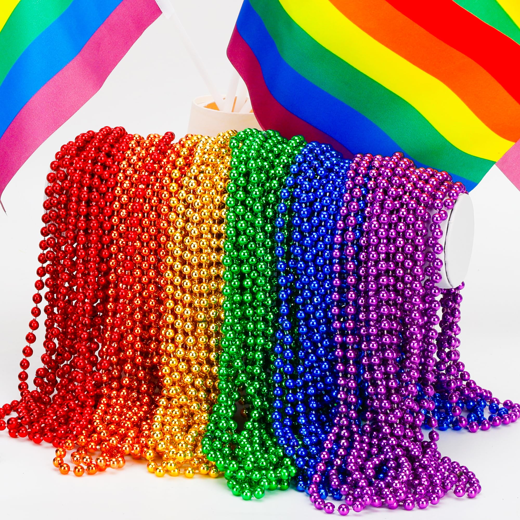 Huskein Mardi Gras Beads, 120 PCS Mardi Gras Accessories, 33 IN Green Bead Necklaces, St Patricks Day Parade Favors Bulk Party Beads Favors for Festival Carnival Decorations