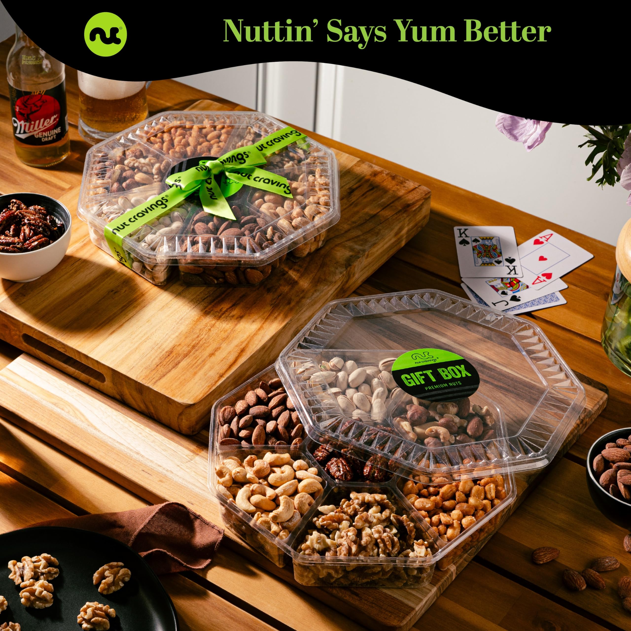 NUT CRAVINGS - Fathers Day Treats, Gift For Dad, Mixed Nuts Heart Shaped Gift Basket, Love in A Box (6 Assortments, 2 LB) Romantic Food Arrangement, Healthy Snack Care Package, Food Assortments