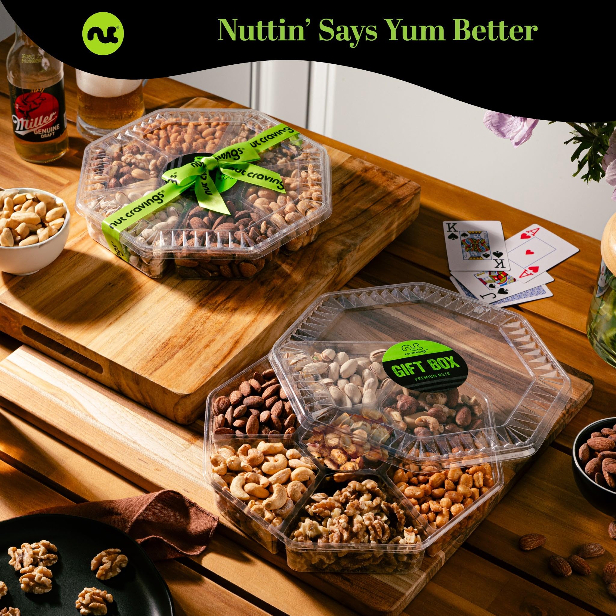 NUT CRAVINGS - Fathers Day Treats, Gift For Dad, Mixed Nuts Heart Shaped Gift Basket, Love in A Box (6 Assortments, 2 LB) Romantic Food Arrangement, Healthy Snack Care Package, Food Assortments